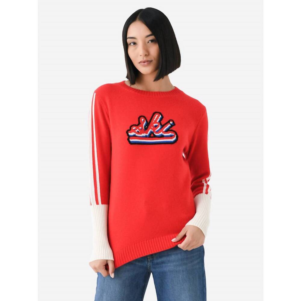 NEW NEVER A WALLFLOWER apres crew sweater in red